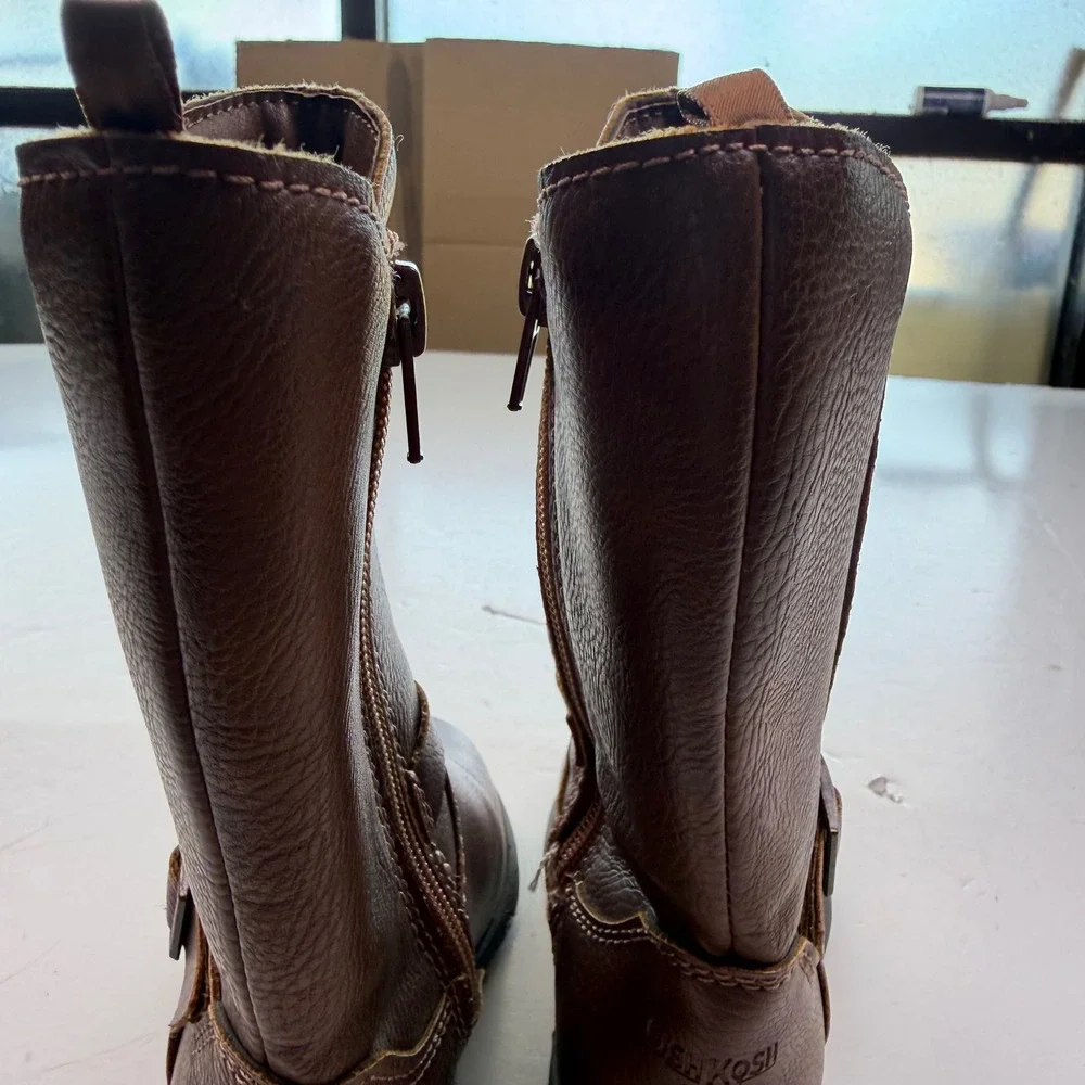 OshKosh Bgosh Toddler Lumi Brown Faux Leather Tall Riding Boots Size 6M